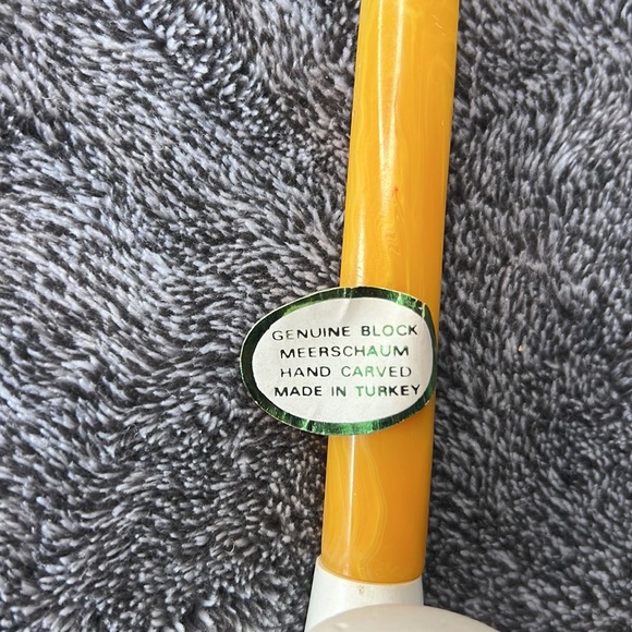 HAND CARVED MAN GENUINE BLOCK MEERSCHAUM PIPE VINTAGE MADE IN TURKEY - Picture 12 of 12